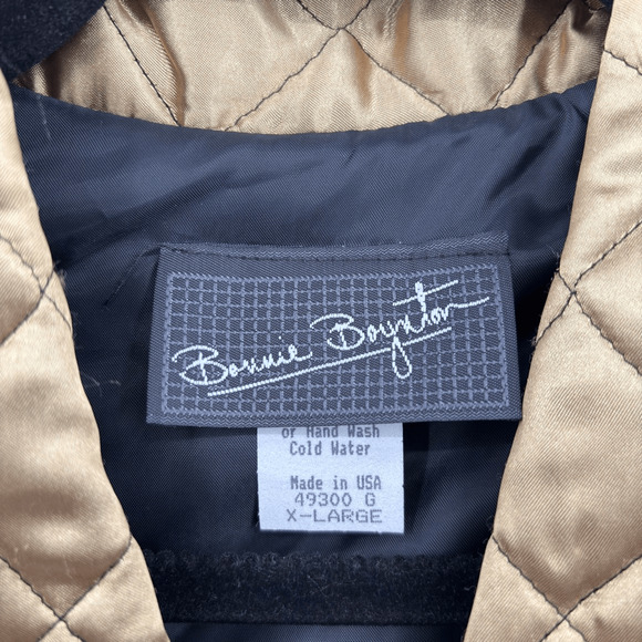 VTG Bonnie Boynton Full Zip Collared Quilted Metallic Retro Cropped Vest Gold XL - Picture 6 of 8